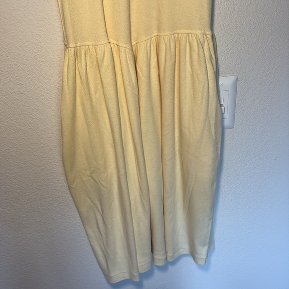 VINTAGE Butter Yellow Drop Waist Button Pockets Dress large - Picture 7 of 7